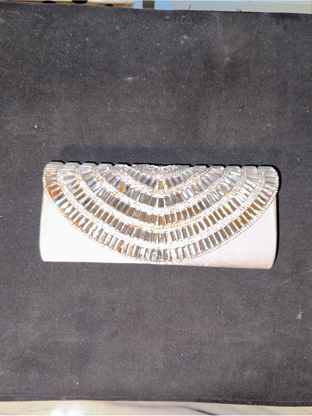 Elegant Ivory Crystal-Embellished Evening Clutch